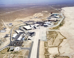 This is an overview, looking north, of Dryden Flight Research Center (September 1992). This photo is great because you can see one of the NASA SR-71s on the staging tarmac. There is also a specialized F/A-18 near it. Click to see big picture (1188x946 pixels; 906 KB)